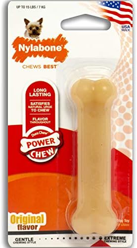 Nylabone Power Chew Bacon Bone Dog Chew Toy, Medium, For Dogs up to 16kg