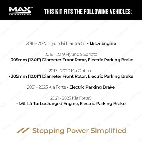 Image of MAX Advanced Brakes - Brake Kit For 2016-2019 Hyundai Sonata, 2017-2020 Kia Optima (12.01 inch Dia Front Rotors)| Carbon Ceramic Brake and Rotor Kit Front and Rear| OE Replacement Brake Rotors