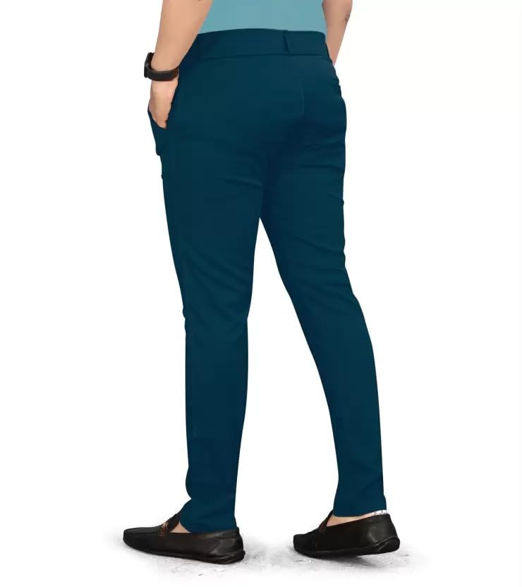 Image of Men's Lycra Stretch Casual Pants Slim Fit Comfortable Trousers Daily Use Solid Pants for Men TS K003 Parent