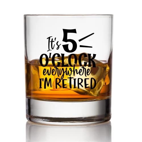 Its 5 O'clock Everywhere Bouron Glass For Men - Retirement Gifts For Men - Funny Whiskey Glass Unique Retirement Gift For Dad, Grandpa, Friends, Family, And Coworkers - Fathers Day And Christmas Gift #TOP2