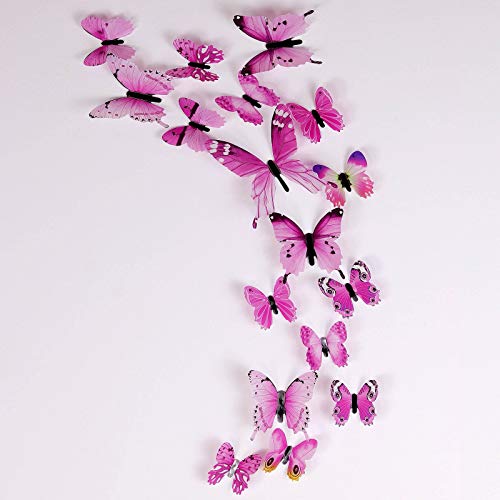 WIDEBULE 60PCS Butterfly Wall Decals - 3D Butterflies Decor for Wall Removable Mural Stickers Home Decoration Girls Room Bedroom Decor