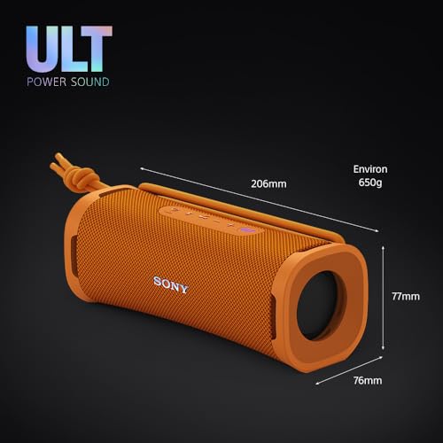Sony ULT Field 1 - Enceinte Portable sans Fil Bluetooth ULT Power Sound, Basses Profondes, IP67, étanche à l'eau/poussière et antichocs, Batterie 12h, Prise d'appel, extérieur, Voyage - Orange