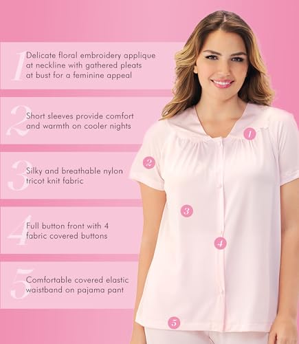 Image of Exquisite Form 90107 Women's Nylon Tricot Short Sleeve Matching Pajama Set