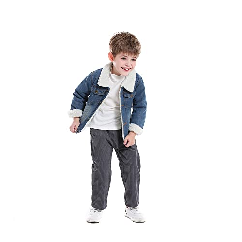 Irsutey Toddler Baby Little Boys Denim Jacket Fleece Lined Cute Sherpa Collar Button Down Jean Coats Children Basic Outerwear3