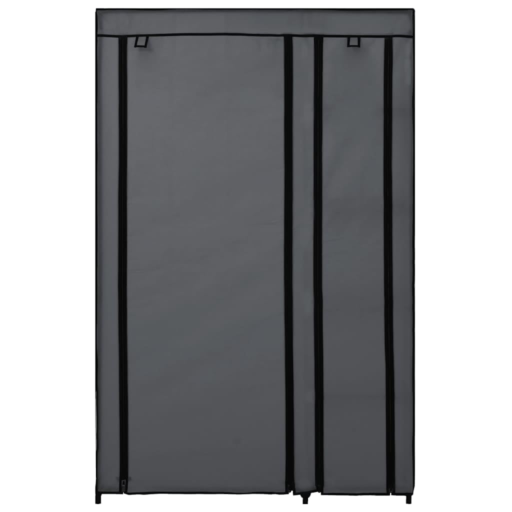 Faltschrank Grau 110x45x175 cm Vlies | Stahlrohrrahmen, Aufrolltür mit Klettverschluss, staubdicht, für Keller Schlafzimmer Camping