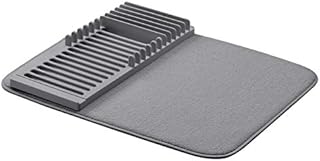 Amazon Basics Plastic Drying Rack with Mat - 41x46cm / 16x18" - Charcoal, With 2 Mats