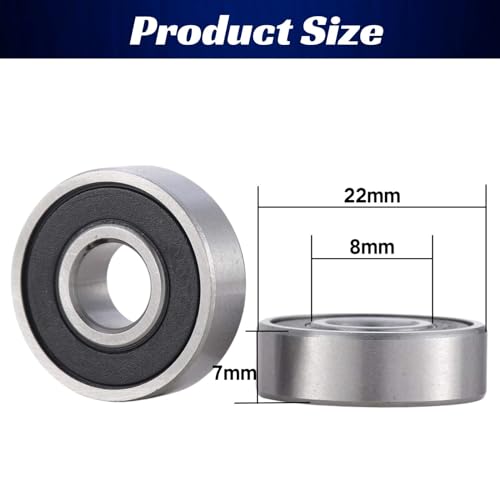 EXERAUO Rolamentos 608 2rs, pacote de 20 rolamentos 608, rolamento de esferas 8x22x7mm rs, montagem