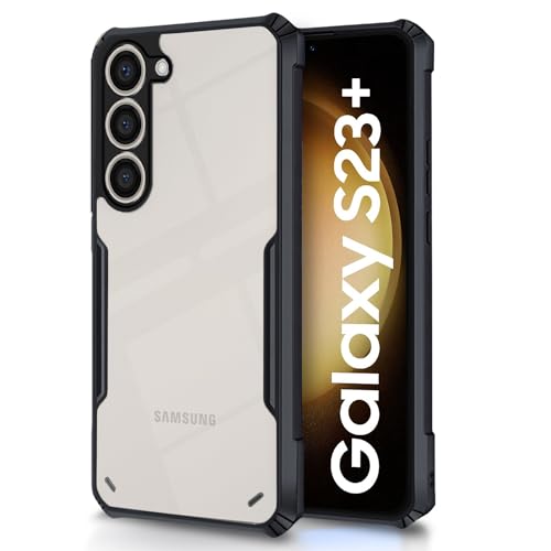 Image of Pikkme Samsung Galaxy S23 Plus Back Cover | Crystal Clear Transparent Back | Ultra Hybrid | Full Camera Protection | Raised Edge | Bumper Back Case (Black)