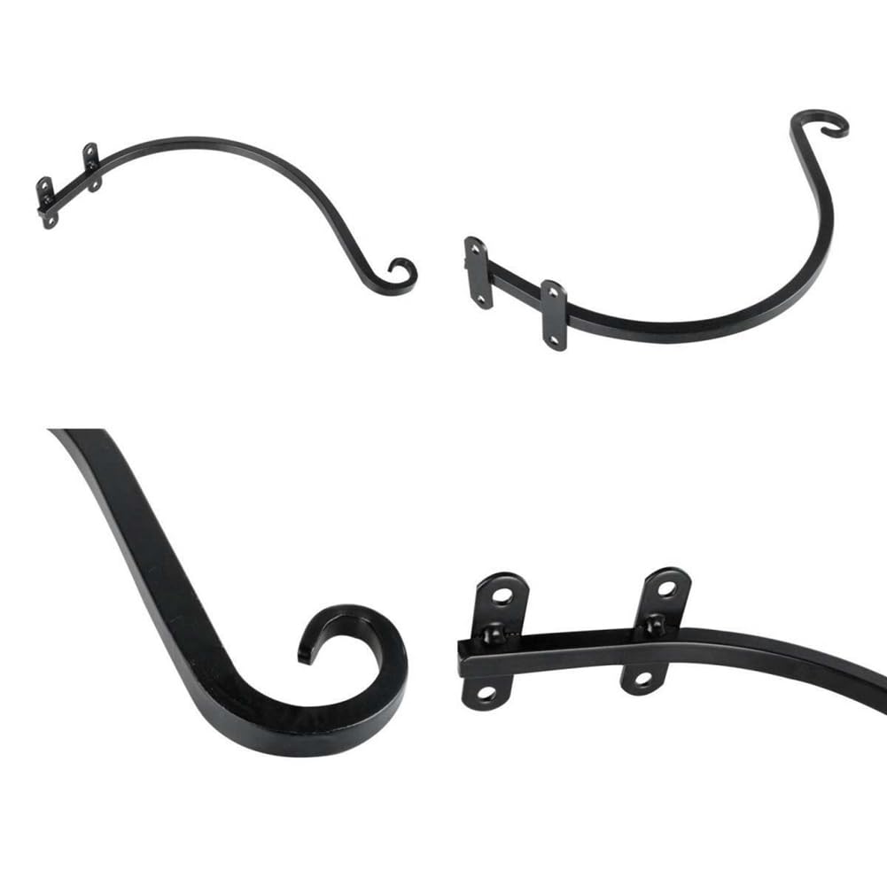Luwqceu 2PCS Heavy Duty Hanging Plant Bracket, 16Inch Outdoor Wall Curved Hanging Bracket for Hanging Flower Basket, Bird Feeder - Image 2