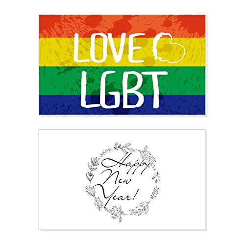 Tarjeta conmemorativa de Año Nuevo para la comunidad LGBT con corazón multicolor