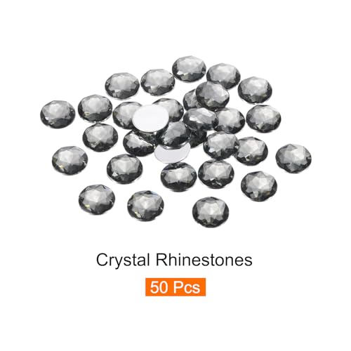 Image of MECCANIXITY Flat Back Round Acrylic Rhinestones,12mm Grey Flatback Crystal Rhinestones for Crafts Clothes Shoes DIY Decoration Gifts 50Pcs