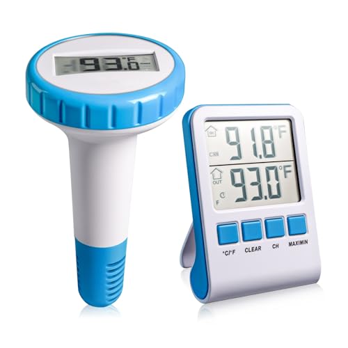 Efeng Digital Pool Thermometer Floating Easy Read with Large Number,IPX8 Waterproof, Indoor Pool Temperature Gauge for Swimming Pool,hot tub or ice Swimming, Bathtubs,Fishbowl (White)
