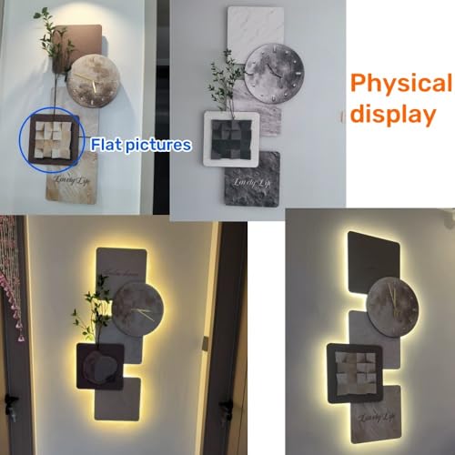 Horloge murale décorative 3D en grès avec éclairage LED indirect - 4
