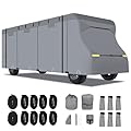 Class C RV Cover Upgraded 7 Layer Anti-Tear RV Cover for 35-38ft Motorhome Winter Camper Cover Waterproof Anti-UV Windproof RV Cover with 2Pcs Extra Straps, Adhesive Repair Patches, 6 Gutter Cover