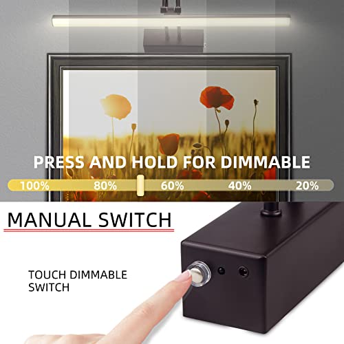 Raifoolly Picture Light, 16In Battery Picture Lights For Paintings,Metal Display Art Light With Timer And Dimmable For Wall,Frame, Portrait, Dartboard(Bronze) #TOP2