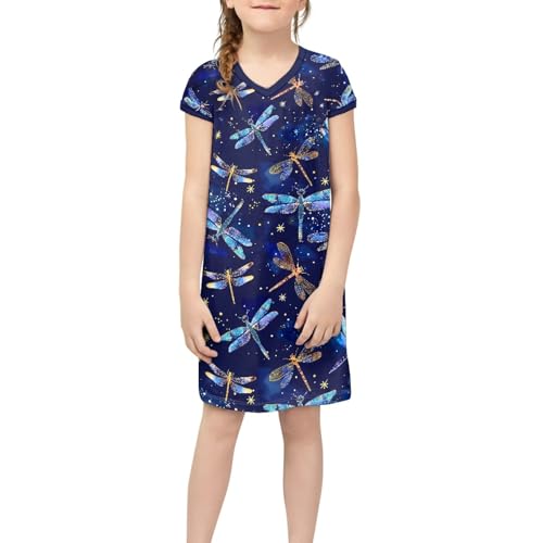Summer Dress for 3-14 Age Girls Short Sleeve Dresses for Child Midi Summer T-Shirt Dress