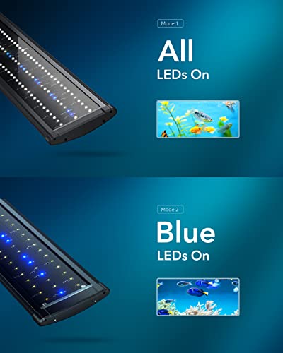 Illuminazione a LED per acquario, 12W per luce da 60 a 90 cm, per acquario e acqua dolce, con supporto regolabile Pesci Piante acquatiche Illuminazione (Luce blu e bianca 12W) - Image 4