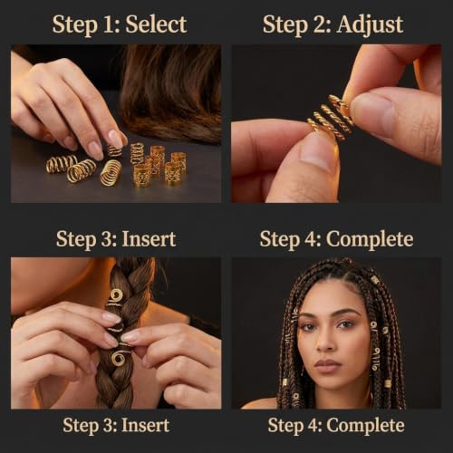 Image of PALAY 220 Pcs Gold Tic Tac Hair Clips Beads Cuffs Accessories for Braids