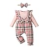 Newborn Infant Baby Girl Clothes Fall Winter Plaid Long Sleeve Jumpsuit One Piece Romper Bodysuit Baby Overalls Outfits