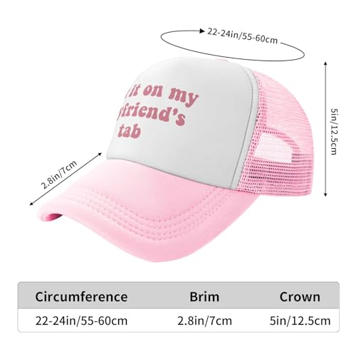 Image of Put It On My Boyfriends Tab Trucker Hats for Women Pink Men Humor Gift Pink Hats for Men
