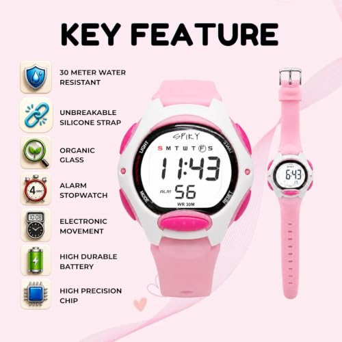 Image of SPIKY Digital Sports Watch for Kids | Multifunctional with Luminous LED Display & Alarm | Water-Resistant & Silicone Strap | Best Birthday Gift Wrist Watches for Boys & Girls | Age 2-14 yrs