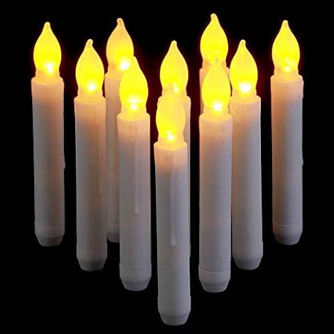 Supmaker LED Candle Light, 12PCS Battery Operated Flameless LED Taper Candles Light for Wedding Birthday Churches Party Decorations Yellow, 0.79 x 6.5 Inch Cover