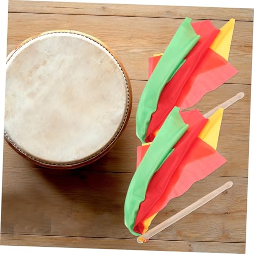 Baquetas para tambor de cintura ibasenice, 1 par, con cintas coloridas, de madera, para niños y adultos, para danza rítmica y gimnasia miniatura 5