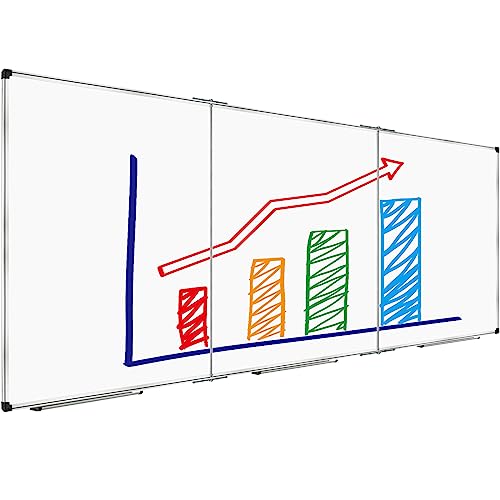 Image of XBoard Extra Large Magnetic Whiteboard 118 x 48 Inch, 10' x 4' Oversized Foldable Dry Erase White Board for Wall with Marker Tray | Aluminum Frame