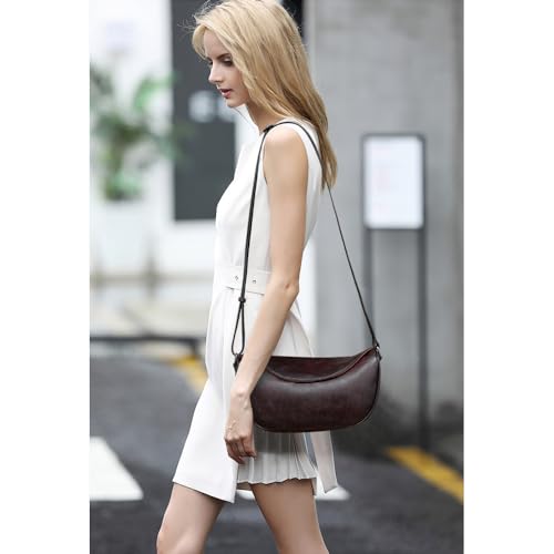 Leather Crossbody Bag Purse for Women Men Crescent Shoulder Bag Medium Cross Body Dumpling Bag Half Moon Adjustable2