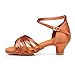 QUNUNOIRE-Scarpa da Ballo, Scarpe da Ballo Latino Morbide e Comode per Bambina con Tacco 4cm Marrone 35 EU