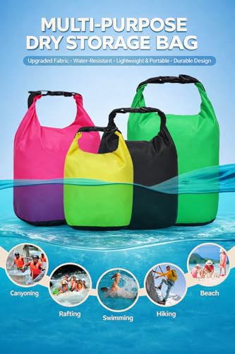 Bolsa seca impermeable ligera con logo personalizado – Bolsa de almacenamiento con cierre enrollable para kayak, camping y viaje (Negro) miniatura 3