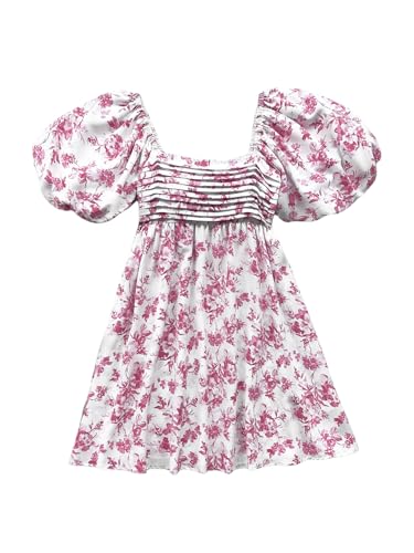 Image of Floerns Women's Floral Dress Puff Sleeve Dress Square Neck Summer Vacation Picnic Mini Dresses