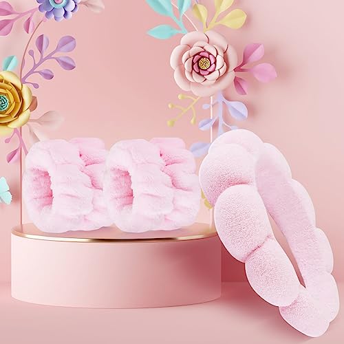 Realjoy 3PCS Spa Headband for Washing Face Makeup Headbands for Women Skincare Headband and Wristbands for Skincare Face Washing - Image 4
