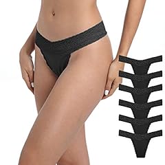 6 Pcs Black Cotton Thongs