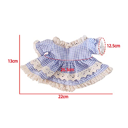 Image of niannyyhouse 20cm Plush Doll Clothes Lattice Maid Suit Headwear Apron Dress 8in Doll Accessories (Pink)