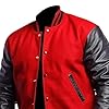 Men's Varsity Jacket Real Leather Sleevs & Wool College Jacket Baseball Bomber Coat (UK, Alpha, 4XL, Regular, Regular, Red & Black) #5