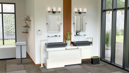 Image of Gatco 5672 A-Line Towel Ring, Brushed Brass Matte Black Combo