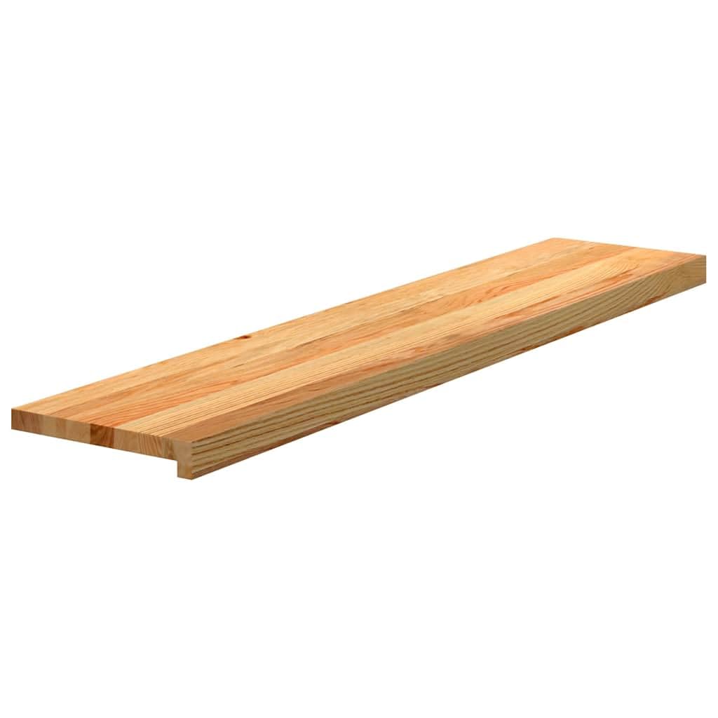 Stopnie schodowe, 4 szt., jasnobrązowe, lite drewno dębowe, 120 x 25 x 2 cm, do wnętrz na drewniane schody, jako parapet i nakładka dekoracyjna, antypoślizgowa nakładka na schody