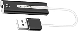 UKCOCO 1pc Microphone Adapter USB a Adapter External Sound Card External Audio Card External Stereo Sound Adapter Plug-in Sound for Computer USB 3.1 Sound Card Black PC USB Sound Port