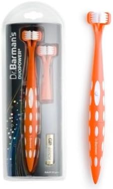 Dr Barmans DuoPower Sonic Electric Toothbrush, Dual Head 4 colors Orange (Orange)