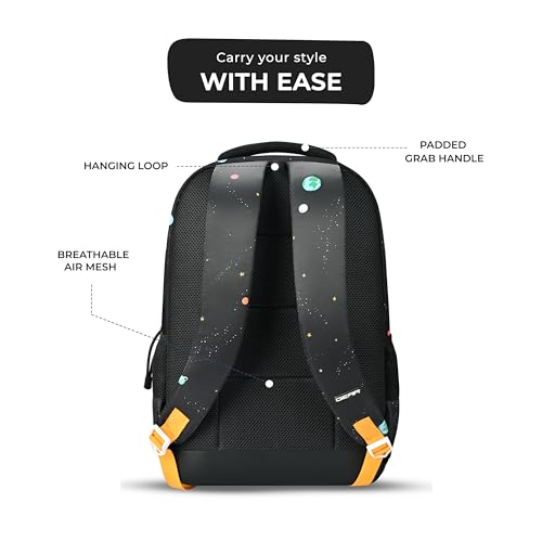 Image of Gear Floating Astronaut 3 Compartment Backpack 19 inch /33L Large Water Resistant School Bag /Casual 3 Compartment Backpack /Daypack /Kids Bag for Boys /Girls (Black-Yellow)