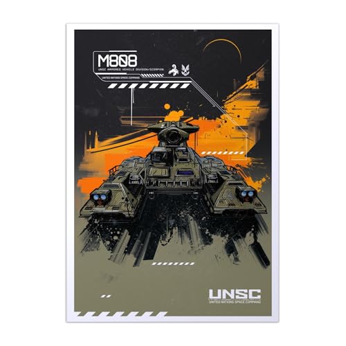 Displate - Poster en Métal - Monté sur Aimant - Halo Game - Halo Graphics - Scorpion Tank - Taille M - 32x45cm Matt