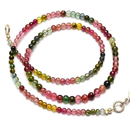 Tourmaline naturelle en perles de 3 à 4mm, fil de 16 pouces pour fabrication bijoux collier