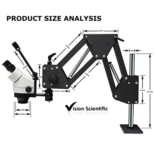 Image of VS-11E Binocular Zoom Multi-Directional Microscope | 10x Widefield Eyepiece | 0.7X-4.5X Zoom Range, 7X-45x Magnification Range | Micro-Inserts Stand with Spring Bracket