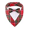 ADOGGYGO Bandana de Navidad para perro, collar de Navidad a cuadros rojos y verdes con lazo, disfraz de Navidad ajustable para perros medianos (M)