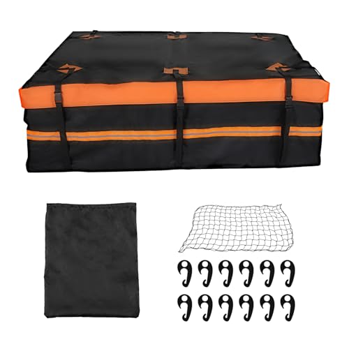 Shkalacar ルーフキャリアバッグ 、800D 防水カーゴバッグ 車のルーフカーゴキャリ、PVC 折り畳 収納簡單 、ア ユニバーサル 荷物バッグ ストレージキューブバッグ 大容量560Lィート すべての車用 ラック付き