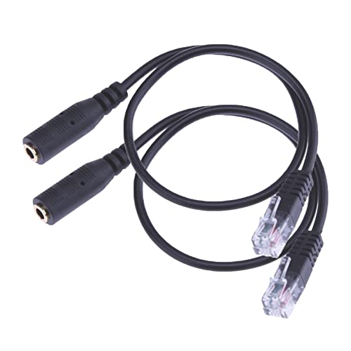 Herfair RJ9 to 3.5mm Adapter Cable 4P4C RJ9/RJ10 Male to 3.5mm Female Stereo Converter Headset Telephone Cord Audio Lead for Home Office Telephone IP Phones (Pack of 2)