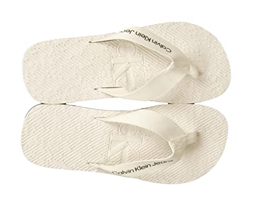 Tongs femme Calvin Klein Jeans avec sangle en tissu dentelle, modèle YW0YW00651 noir texturé