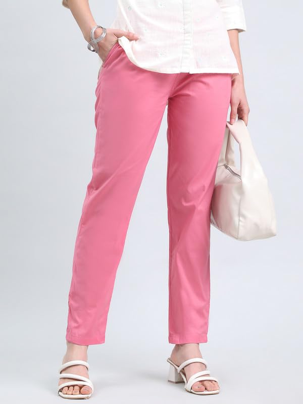 Image of GO COLORS Soft Cotton Pant Full Length for Women| Breathable, Mid Rise