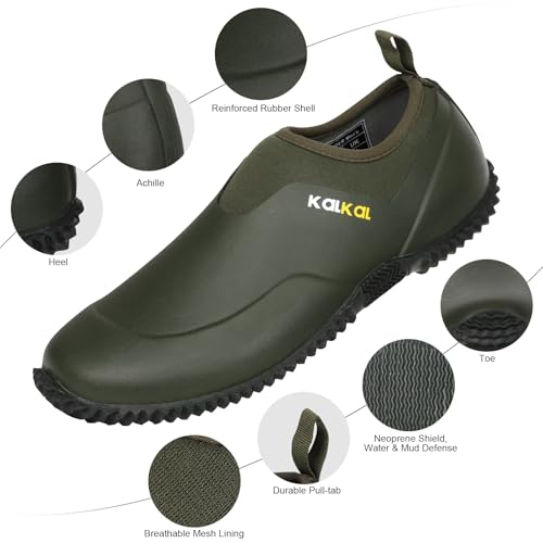 Kalkal Unisex Waterproof Garden Shoes, Men's Garden Boots,Women's Rain Shoes, Neoprene Rubber Footwear for Camping, Lawn Care, Gardening, Car Wash and Yard Work(Size 6-14)3